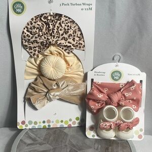 Little Me Baby Turban Wraps & Headwrap Booties Bundle 0–12M New with Tags